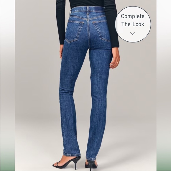 Abercrombie & Fitch Ultra High Rise 90s Slim Straight Jeans Dark Wash - Picture 4 of 12